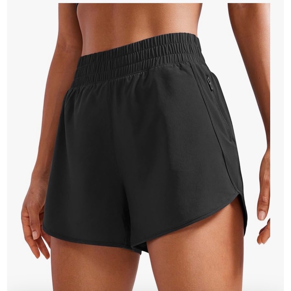 CRZ YOGA Women's Black Running Athletic Workout Shorts Size L - Picture 1 of 6